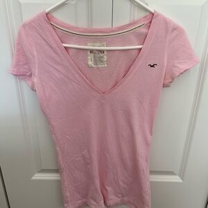 Y2K Vintage Hollister Light Pink V-Neck Tee